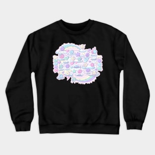 Cute sassy love hearts on clouds in kawaii style Crewneck Sweatshirt